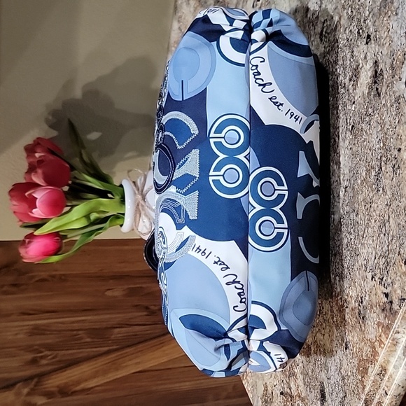 COACH POPPY EUC BLUE  APPLIQUE GLAM SET TOTE - Picture 10 of 13